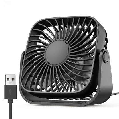 Mini ventilatore da tavolo USB 4 pollici, rotazione 360°, 3 velocità, funzionamento silenzioso. Ideale per scrivania, campeggio e casa. 5 colori disponibili.