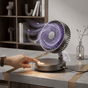 Ventilatore portatile 3in1 pieghevole a 90°, 4 velocità, luce notturna calda e ricarica USB. Disponibile con batteria 1200mAh o 5000mAh. Bianco o Nero.