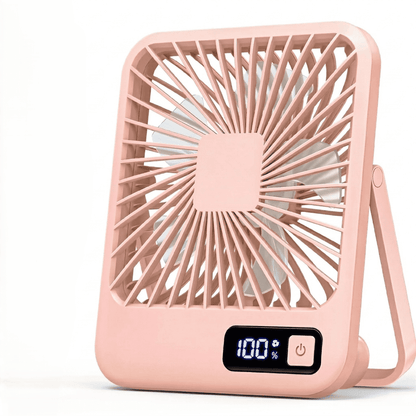 Ventilatore da tavolo portatile USB, pieghevole 180°, 5 velocità con vento circolante, display digitale e ricarica USB. Ultra silenzioso, solo 205g.