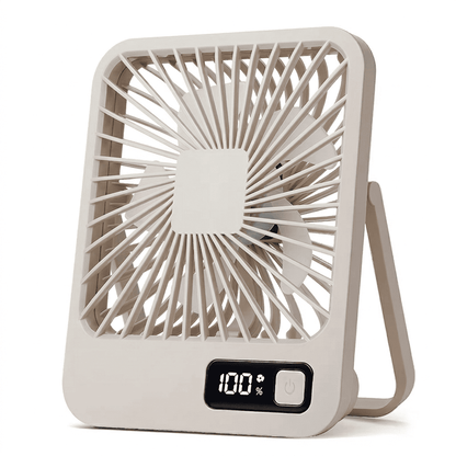Ventilatore da tavolo portatile USB, pieghevole 180°, 5 velocità con vento circolante, display digitale e ricarica USB. Ultra silenzioso, solo 205g.