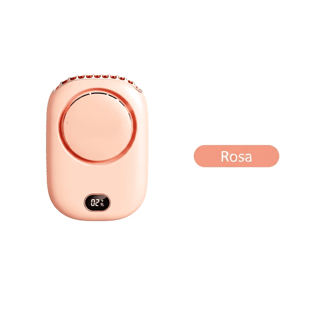 Ventilatore da collo portatile senza pale, ricarica USB, 3 velocità e fino a 10 ore di autonomia. Mani libere per sport e outdoor. Verde, Bianco o Rosa.