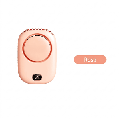 Ventilatore da collo portatile senza pale, ricarica USB, 3 velocità e fino a 10 ore di autonomia. Mani libere per sport e outdoor. Verde, Bianco o Rosa.
