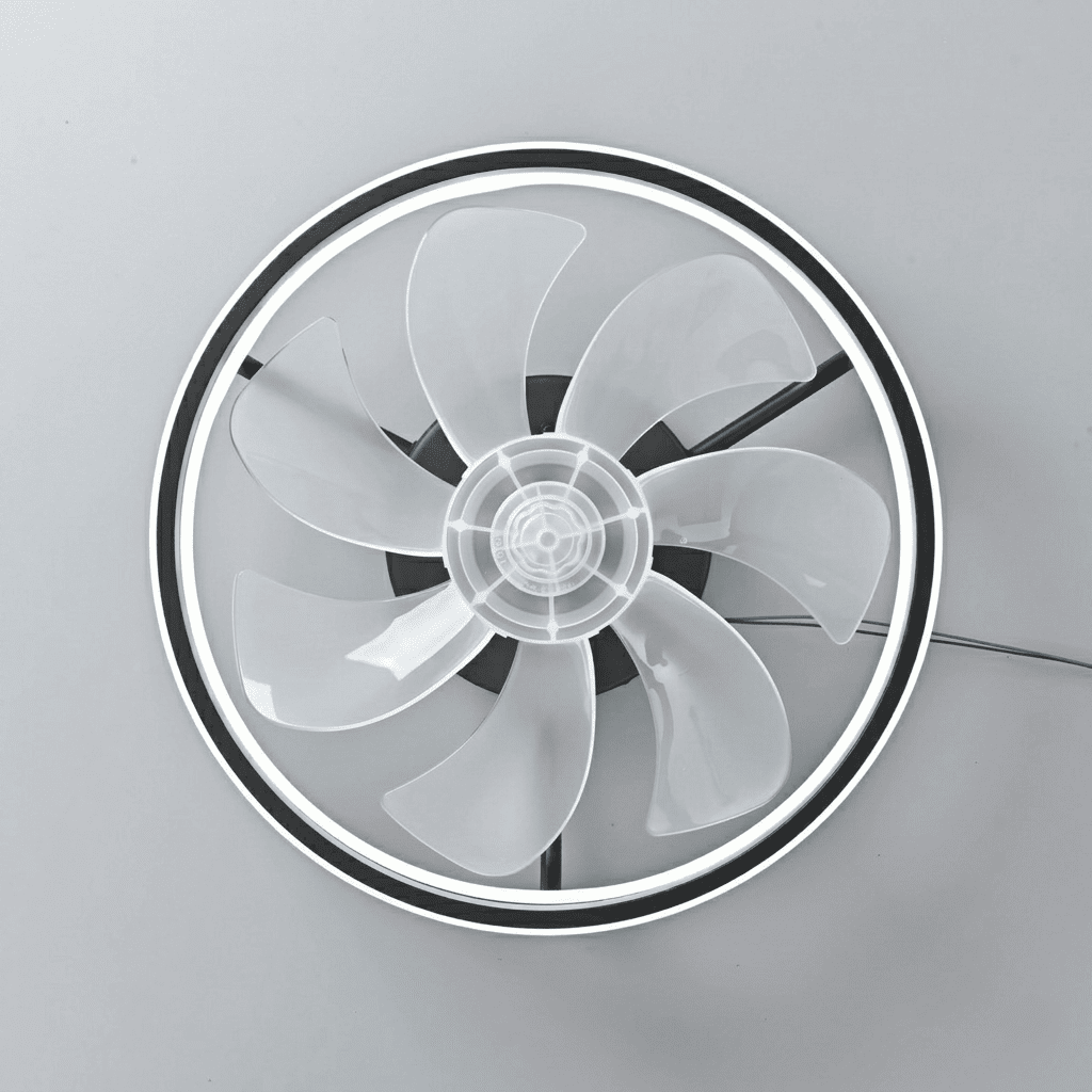 Ventilatore da soffitto con luce LED dimmerabile, 6 velocità, flusso reversibile, timer e controllo via app e telecomando. Silenzioso <30dB. Bianco o Nero.
