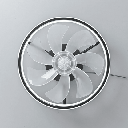 Ventilatore da soffitto con luce LED dimmerabile, 6 velocità, flusso reversibile, timer e controllo via app e telecomando. Silenzioso <30dB. Bianco o Nero.